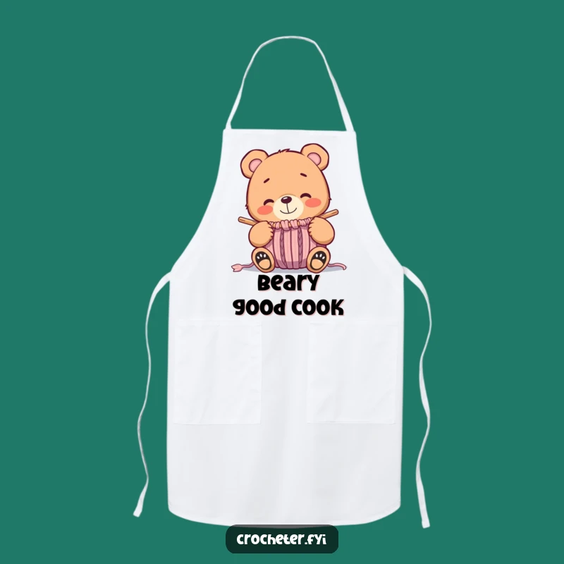 Funny Bear Knitting Apron - Crafty Kitchen Companion