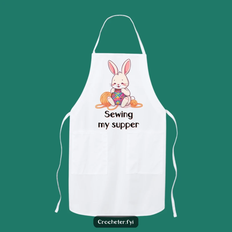 Funny Stitching Bunny Kitchen Apron - Crafter's Cheerful Gear Funny Gift