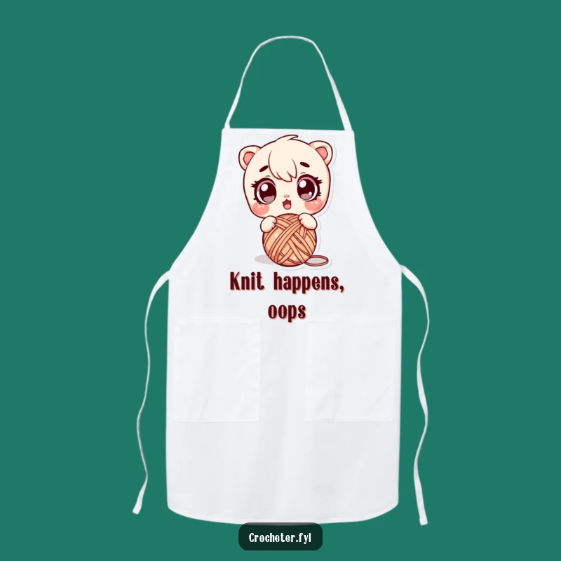 Funny Surprised Yarn Drop Apron - Hilarious Kitchen or Crafting Accessory!