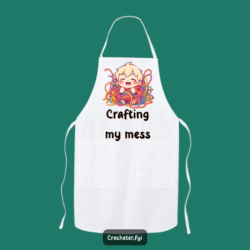 Funny Yarn Chaos Apron: Giggling Crafter's Playful Yarn Protection