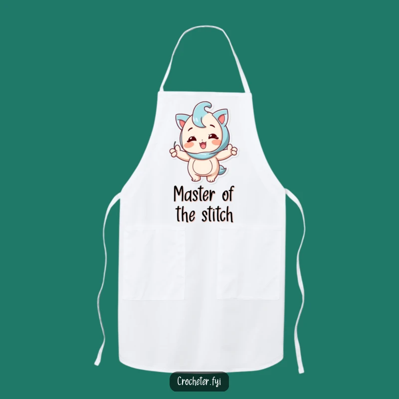 Funny Chef's Apron for Proud Knitters: Happy Character with Perfect Stitch