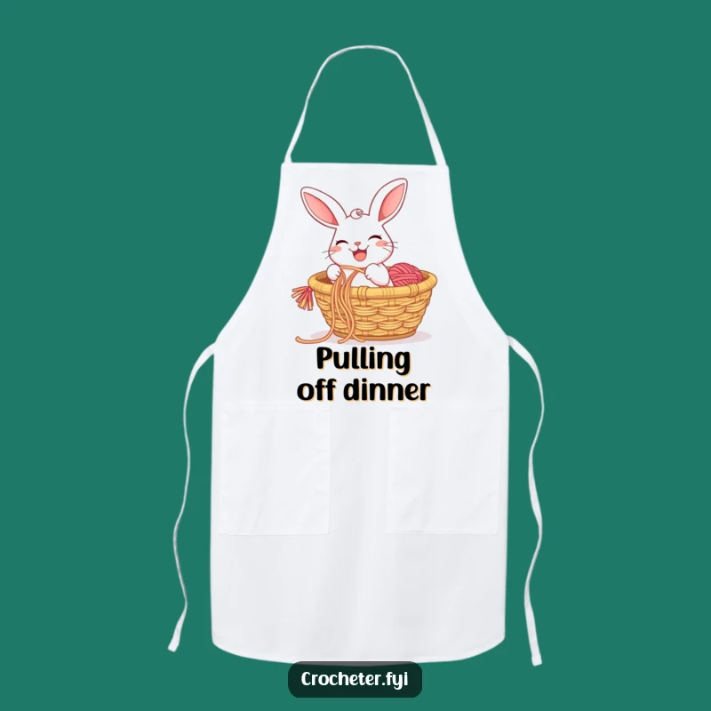 Funny Rabbit Yarn Pull Apron: Kitchen Cartoon Crafter Gift