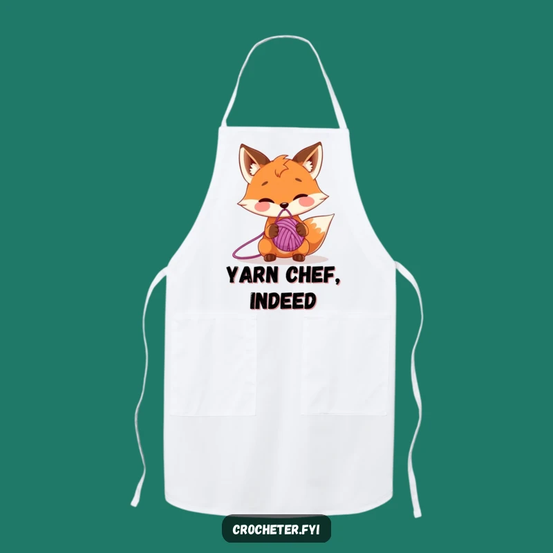 Funny Fox Yarn Ball Apron: Kitchen Cartoon Animal Gift