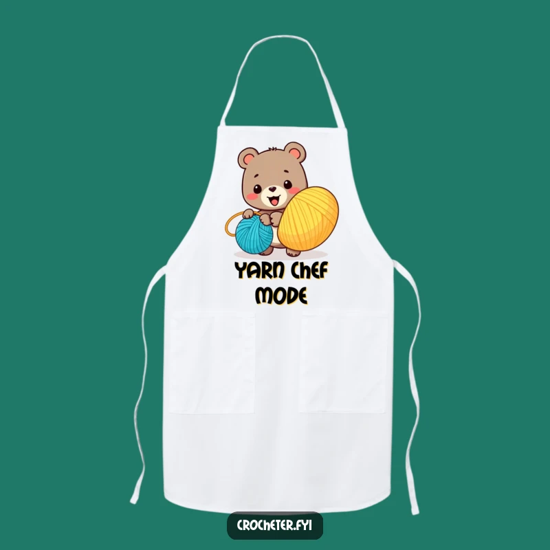 Funny Bear Yarn Winder Apron: Kitchen Cartoon Crafter Gift