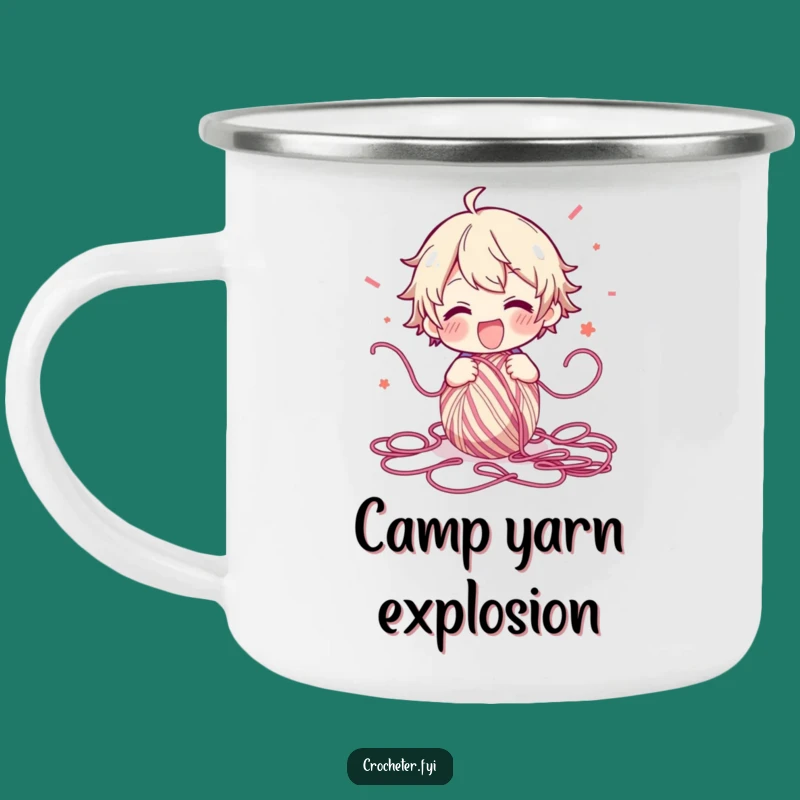 Funny Yarn Exploder Camping Mug: Enthusiastic Crafter Funny Gift for Outdoor Yarn