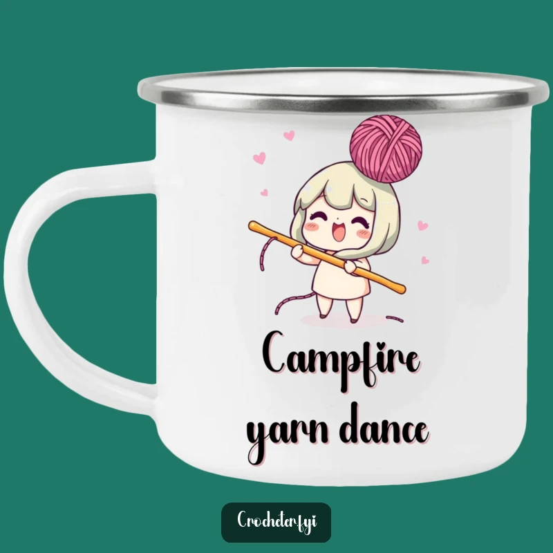 Funny Lively Crochet Hook Camping Mug - Playful Brews for Campfire Crocheters!