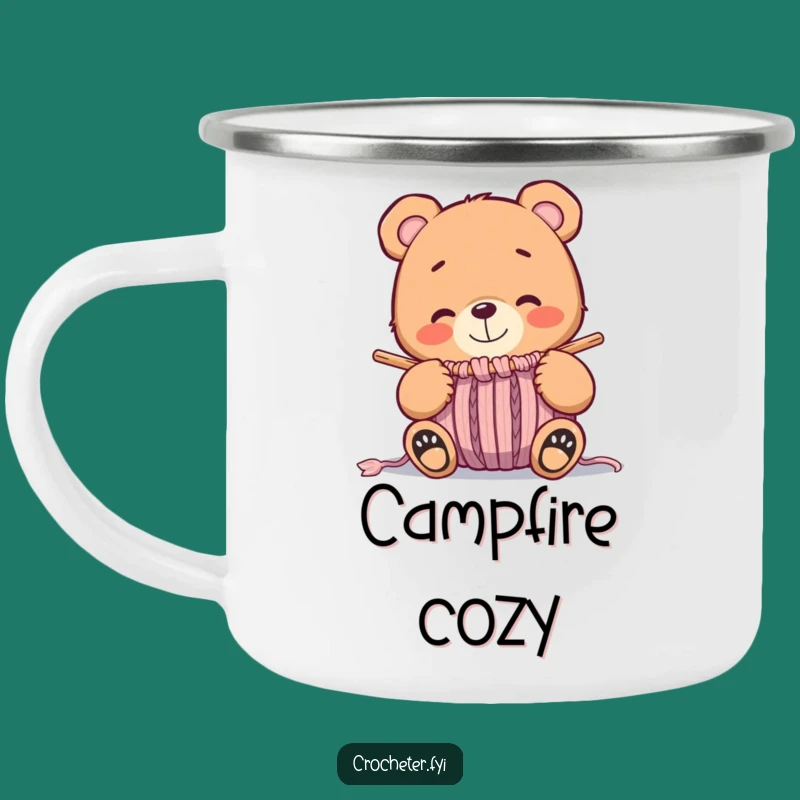 Funny Bear Knitting Camping Mug - Cozy Campfire Companion