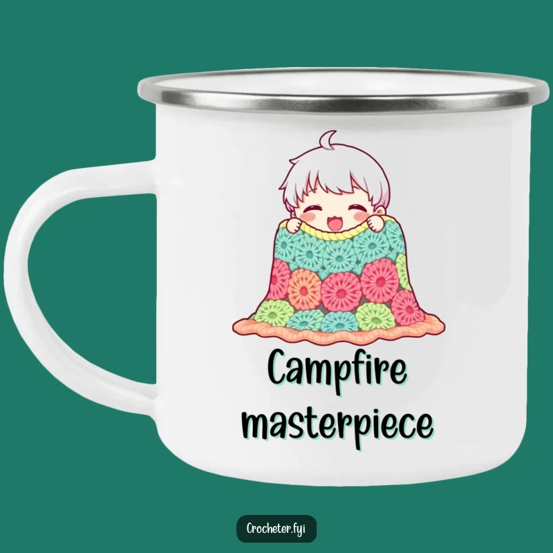 Funny Crocheted Blanket Camping Mug: Outdoor Crafter Mug Gift