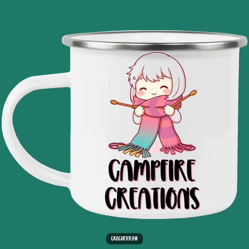 Funny Knitting Character Camping Mug - Cute Crafter Outdoor Gift