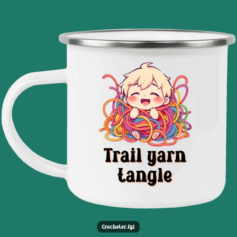 Funny Yarn Chaos Camping Mug: Giggling Crafter's Outdoor Yarn Fun