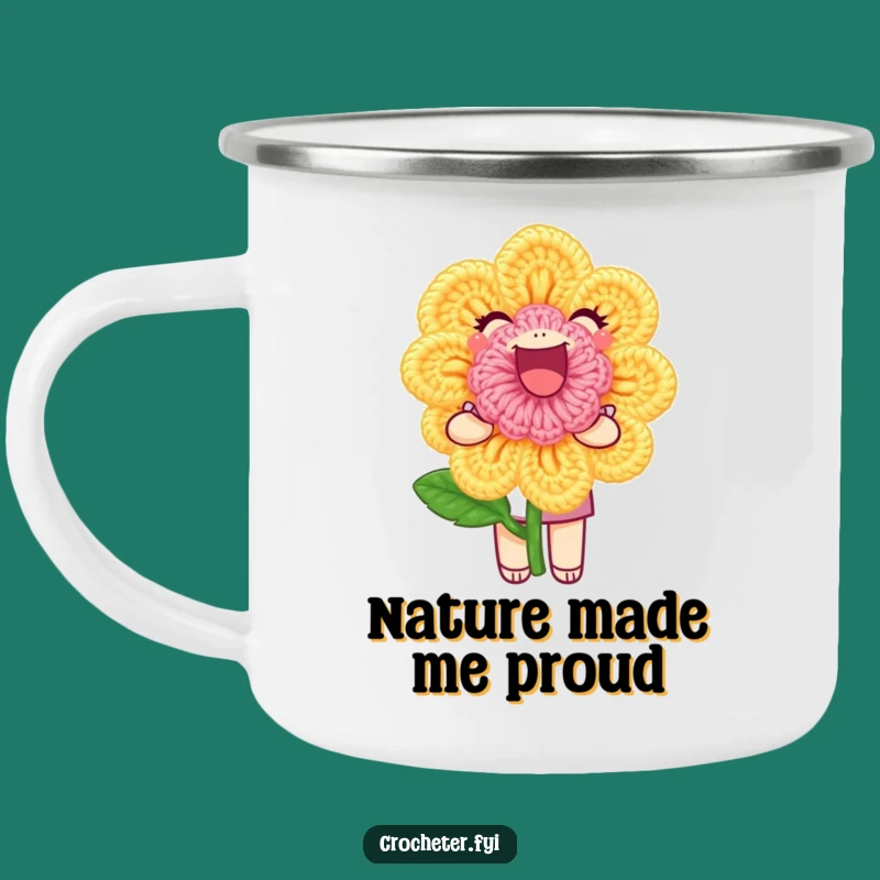 Funny Crochet Flower Camping Mug - Campfire Crafts and Cozy Blooms
