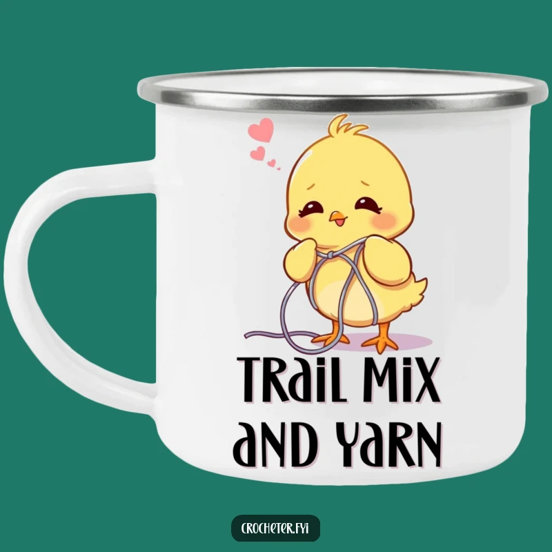 Funny Chick Unraveling Yarn Camping Mug - Rustic Knitting Adventure!