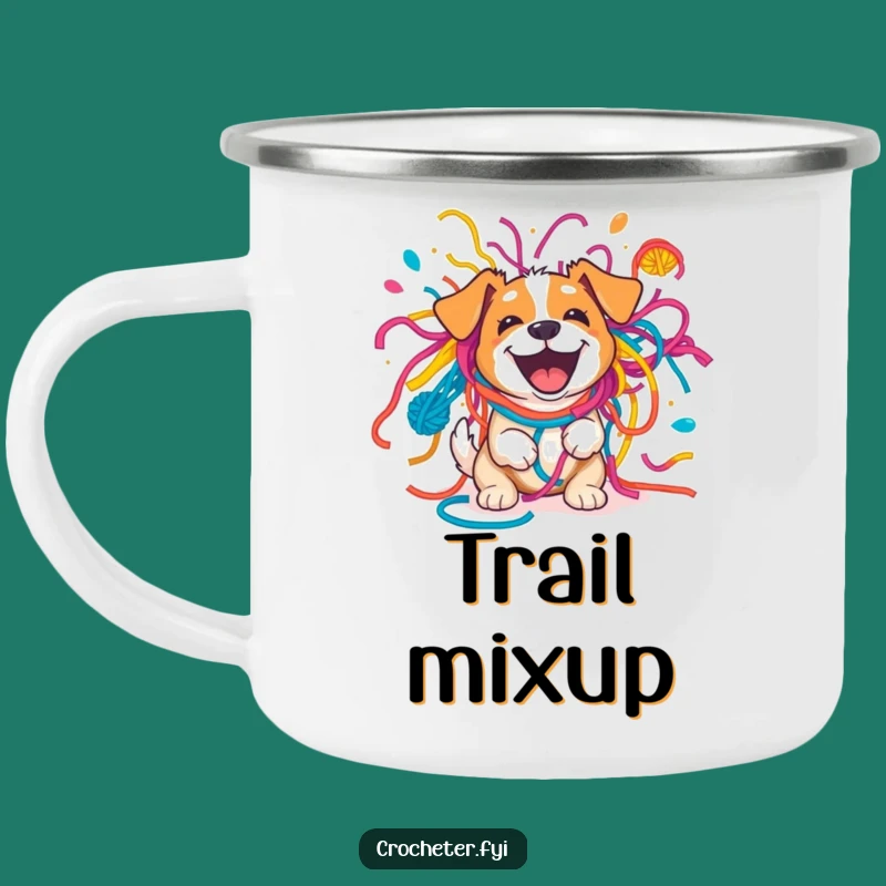 Funny Dog Yarn Explosion Camping Mug - Adventure & Laughter