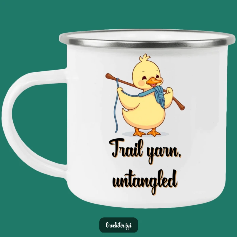 Funny Duck Crocheting Camping Mug: Sip Your Coffee and Crochet