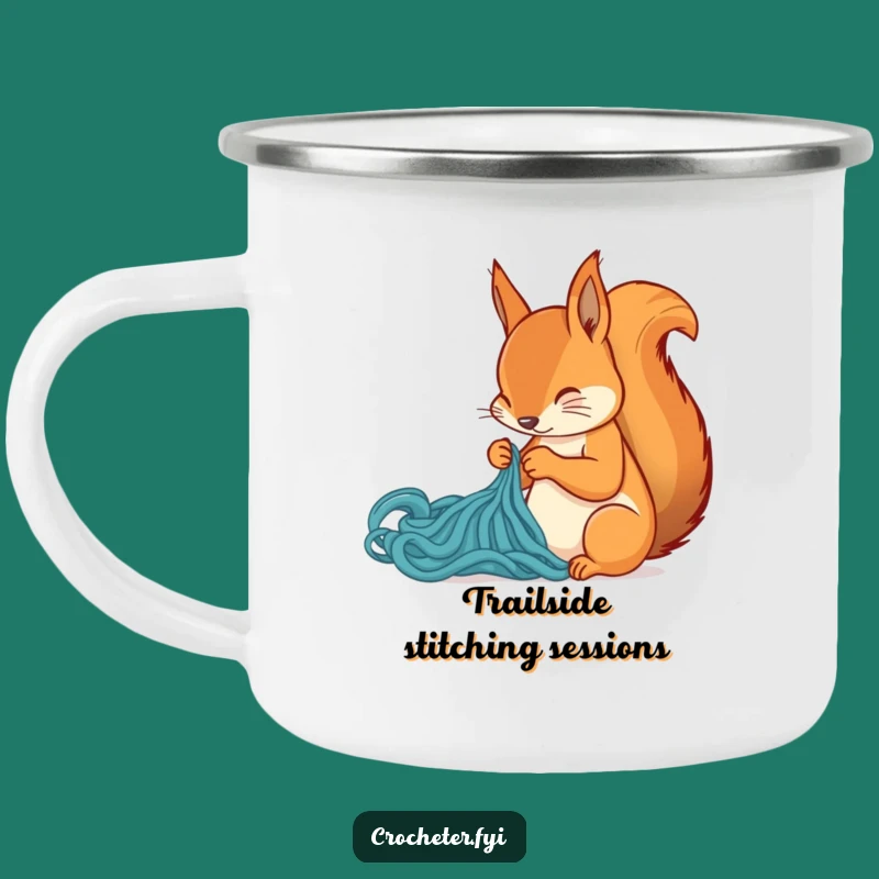 Funny Squirrel Stitch Camping Mug: Humorous Drinkware for Outdoor Crafting Adventures