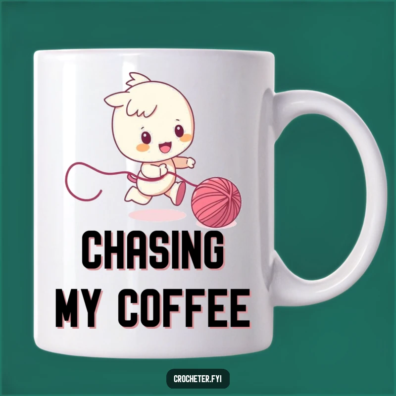 Funny Yarn Chaser Mug: Playful Character Pet Lover Gift