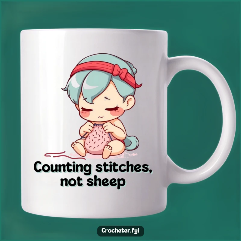 Funny Stitch Counter Mug: Determined Crafter Design, Perfect Funny Gift for Knitters