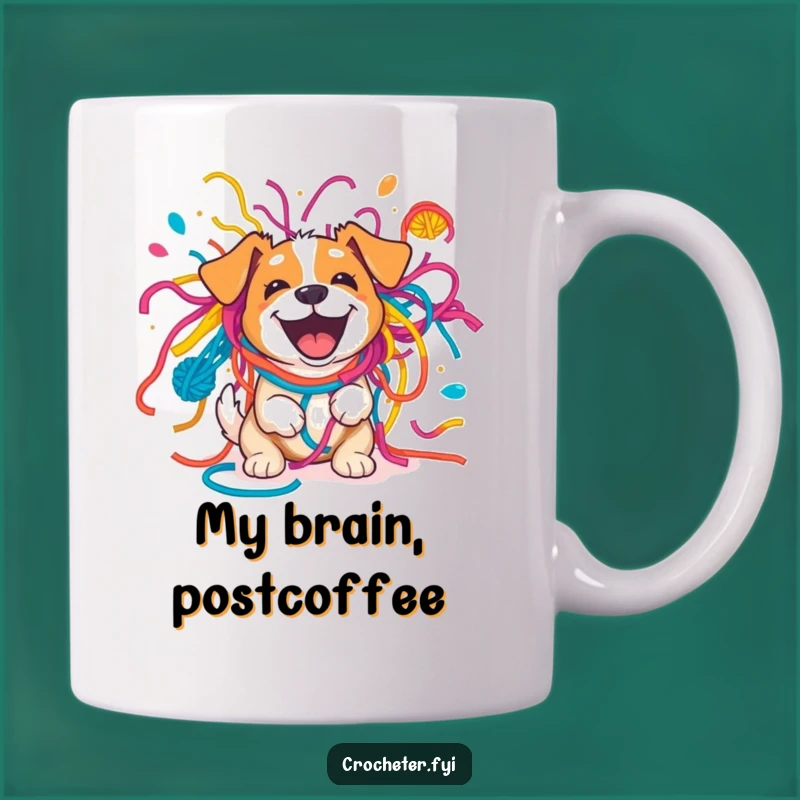 Funny Excited Dog Yarn Explosion Mug - Playful Dog Lover Gift