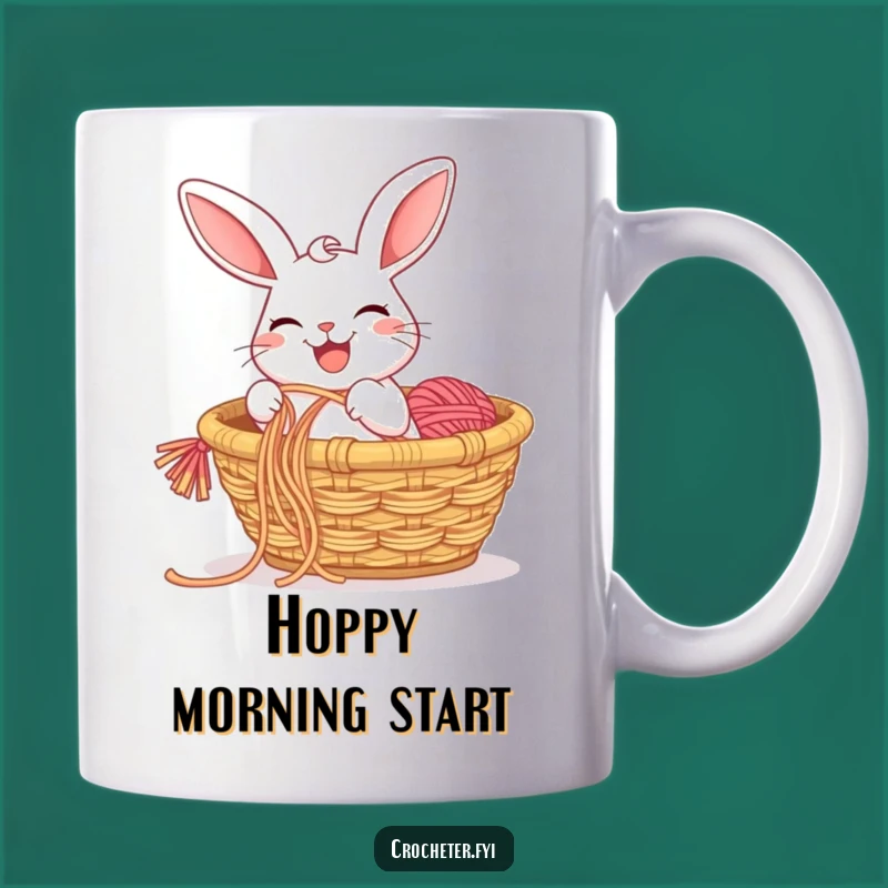 Funny Rabbit Yarn Pull Mug: Cheerful Cartoon Crafter Gift