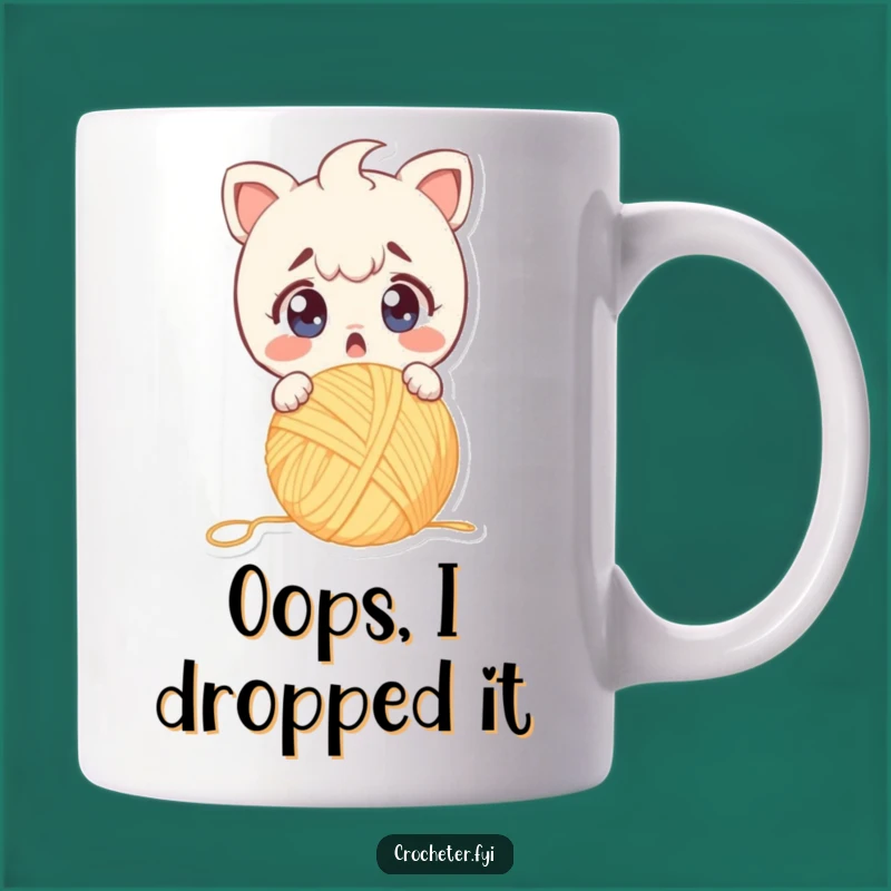 Funny Surprised Yarn Drop Mug: Alarm Eyes, Perfect Funny Gift for Knitters