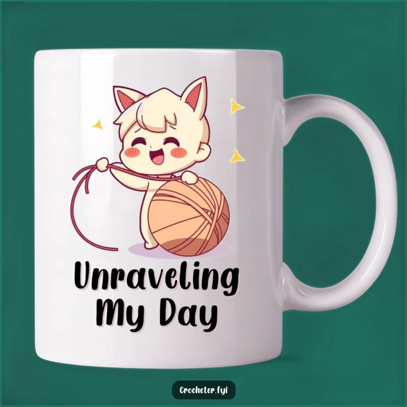 Funny Yarn Pulling Mug: Enthusiastic Crafter Gift for Knitters