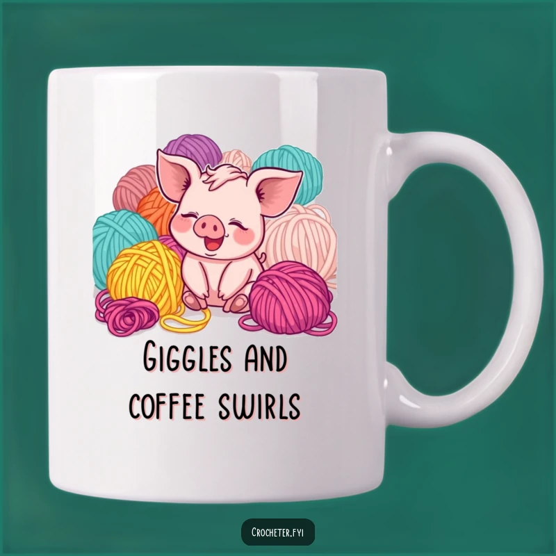 Funny Piglet Yarn Mug: Hilarious Gift for Crafters Who Love Cute and Comedic Designs