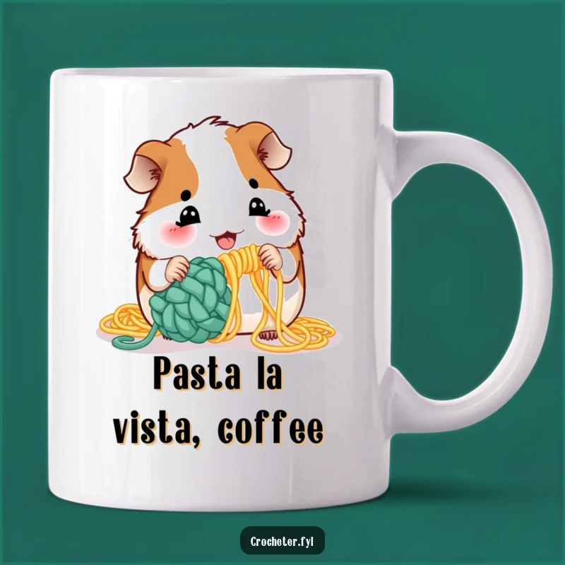 Funny Guinea Pig Crochet Mug: Hilarious Pasta Art Gift for Pet Lovers & Crafters
