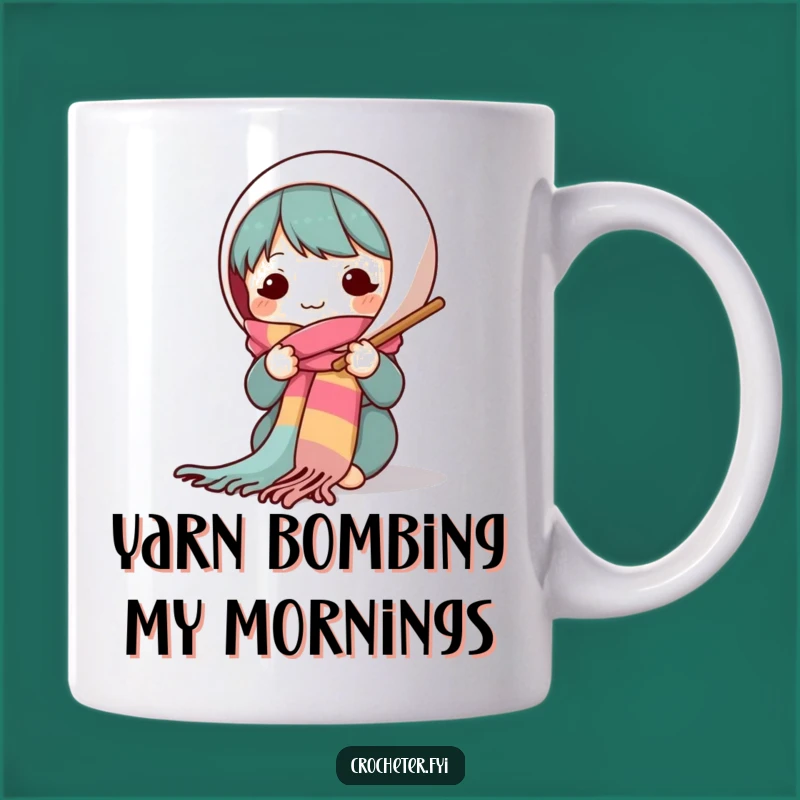 Funny Knitting Character Mug: Adorable Yarn Scarf Design, Perfect Funny Gift for Crafters