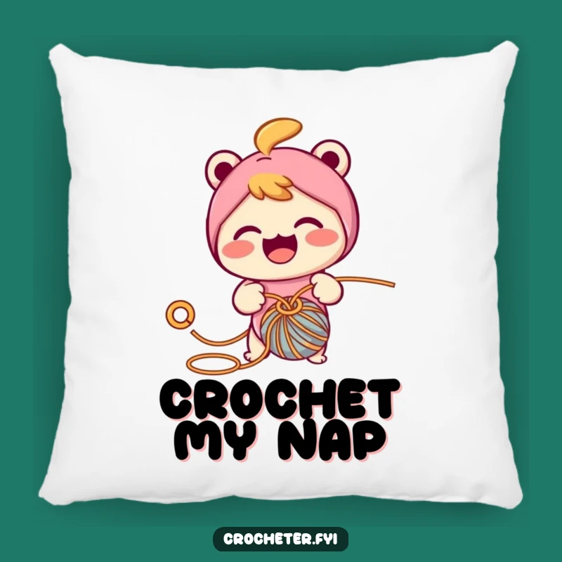 Funny Crochet Character Pillow - Cozy & Enthusiastic Decor, Perfect Gift Accent
