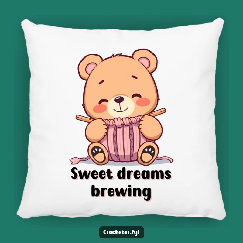 Funny Bear Knitting Pillow - Cozy & Whimsical Decor