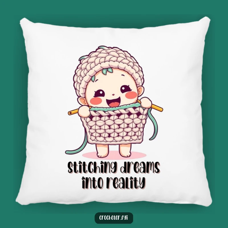 Funny Crochet Pillow: Happy Character, Complex Stitch Accent, Cozy Craft Comfort