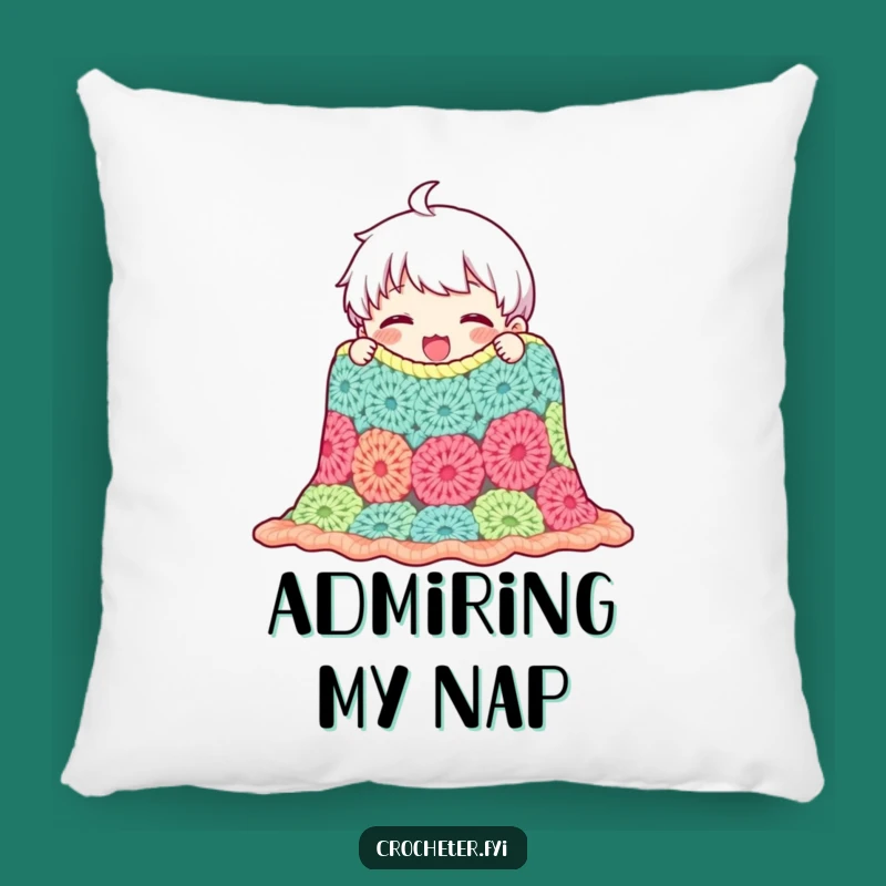 Funny Crocheted Blanket Pillow: Cozy Crafter Cushion Funny Gift
