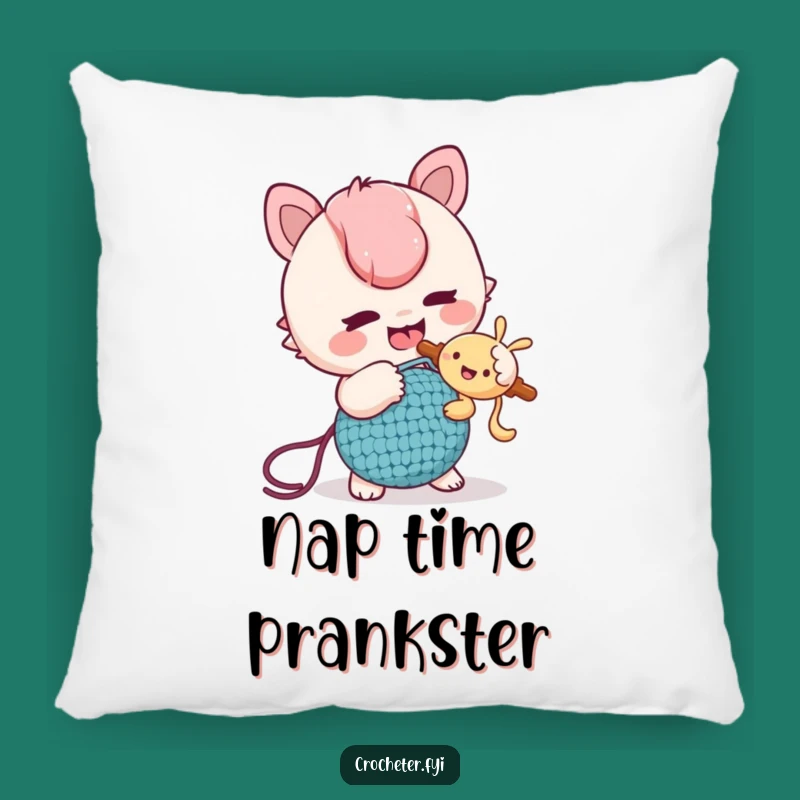 Funny Tickle Pillow - Cozy Accent with Mischievous Crochet Fun