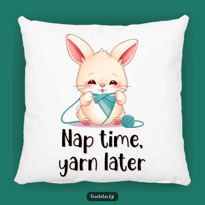 Funny Bunny Knitting Pillow: Cute & Humorous Accent for Cozy Craft Spaces