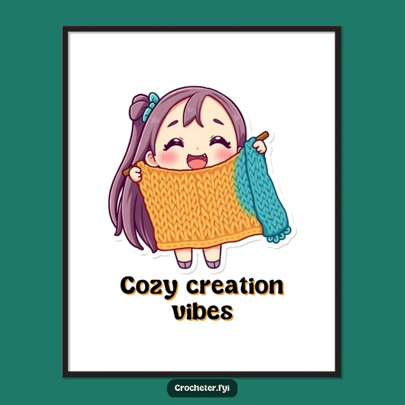 Funny Joyful Knitter Digital Art: Instant Happiness, Perfect Funny Gift!