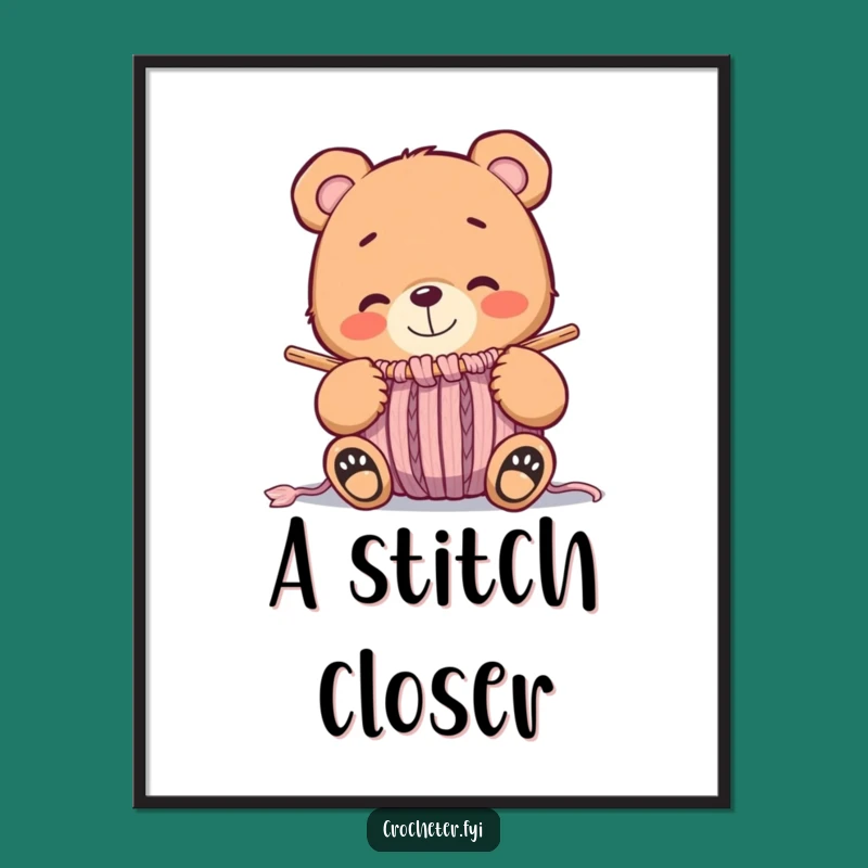 Funny Bear Knitting Digital Art - Instant Cozy Decor