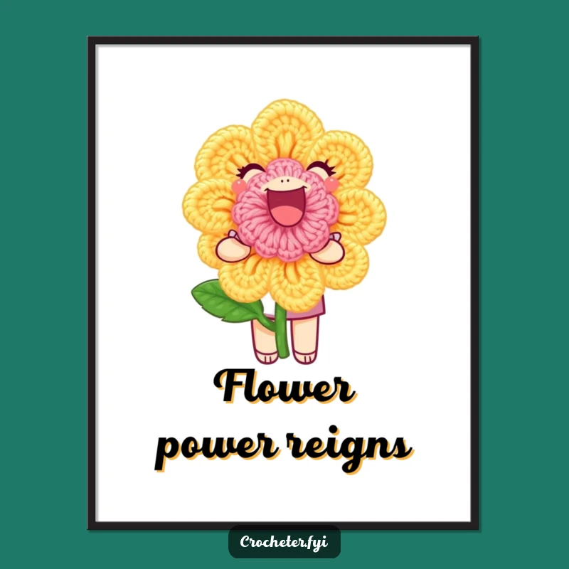 Funny Crochet Flower Digital Art - Instant Download of Crafty Cheer