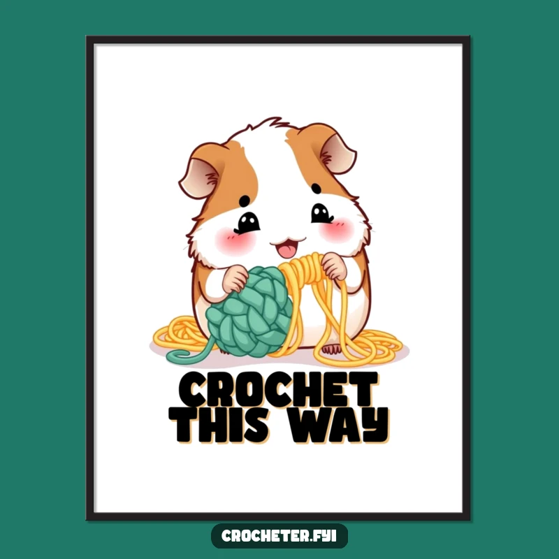 Funny Guinea Pig Crochet Digital Art: Instant Quirky Decor for Pet Lovers