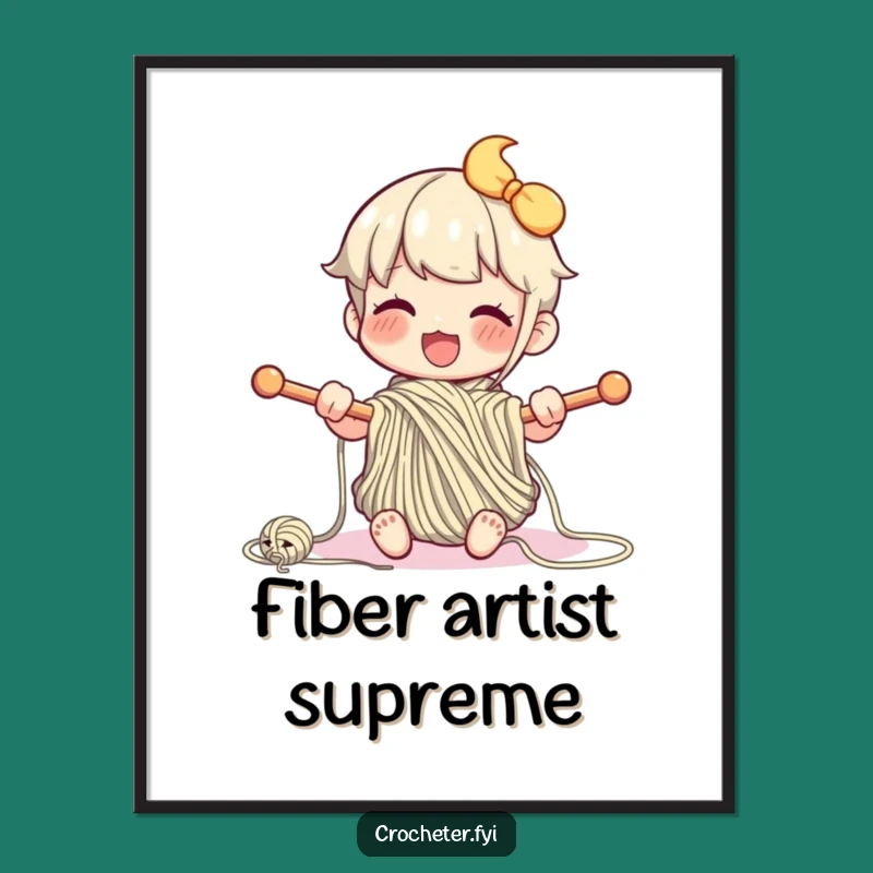 Funny Knitting Character Digital Art: Instant Crafty Charm for Your Walls