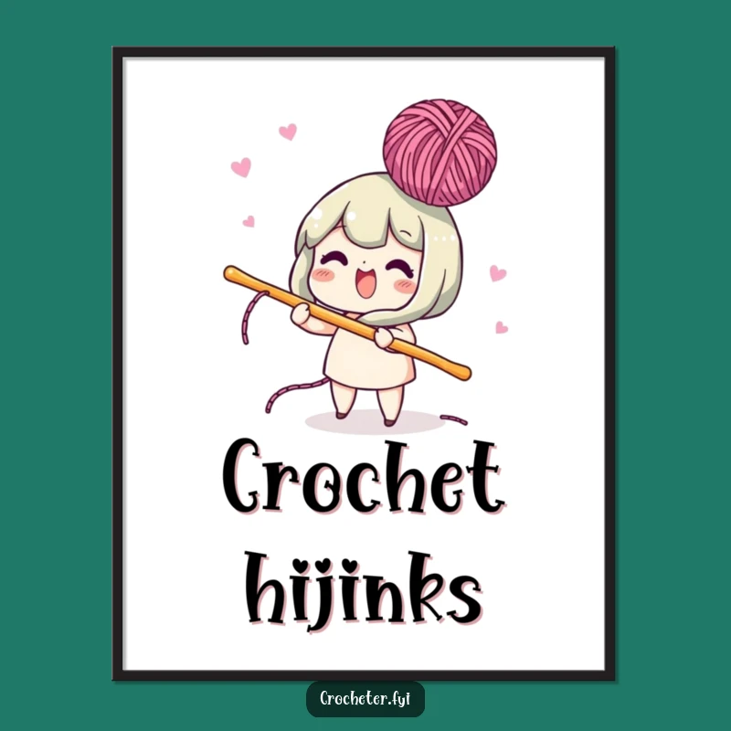 Funny Lively Crochet Hook Digital Art Print - Instant Playful Decor for Hookers!