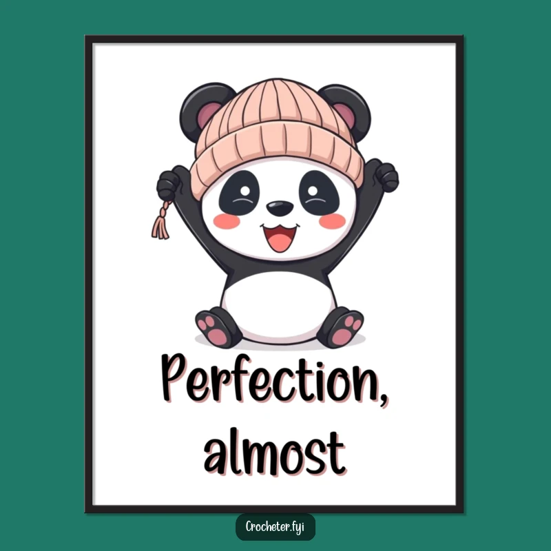 Funny Panda Knitting Hat Digital Art - Instant Whimsical Download!