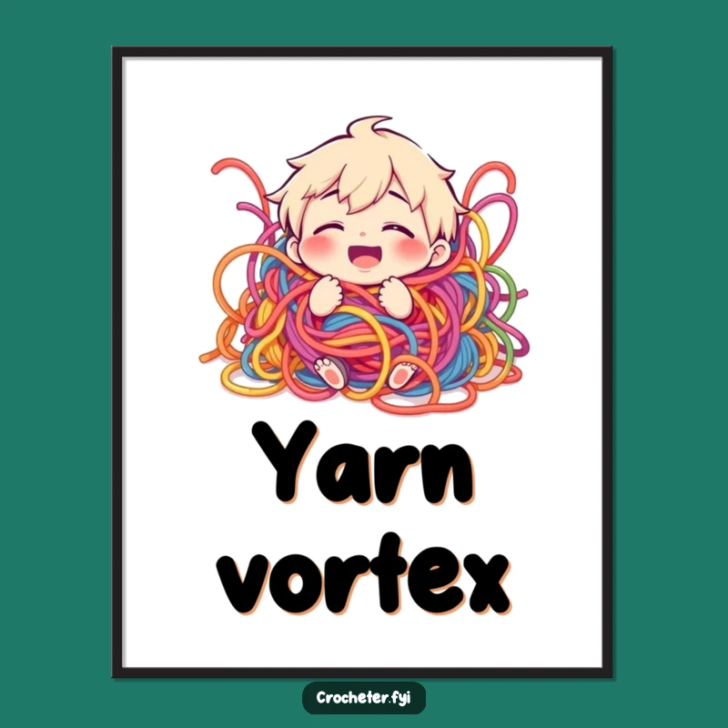 Funny Yarn Chaos Digital Art: Giggling Crafter's Playful Yarn Scene