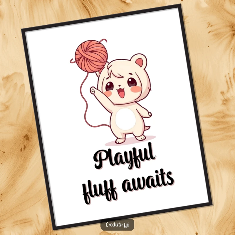 Funny Yarn Digital Art: A playful character joyfully tosses a fluffy ball of yarn, a vibrant and funny digital art piece.