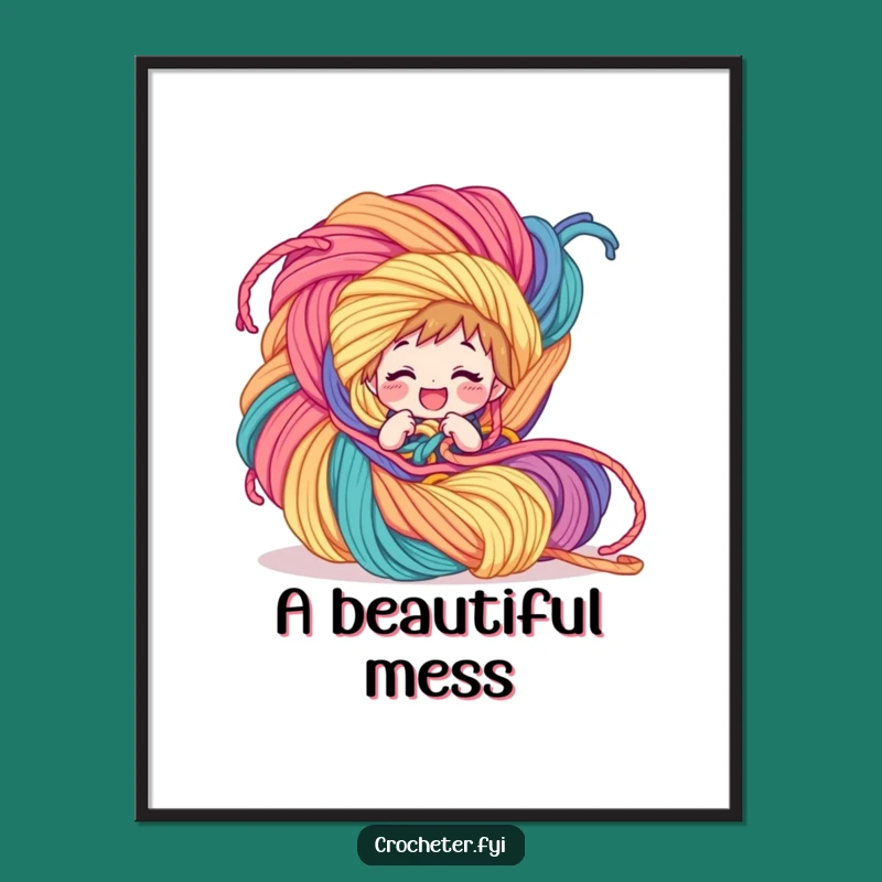 Funny Yarn Tangle Digital Art - Instant Download of Crafty Character Fun