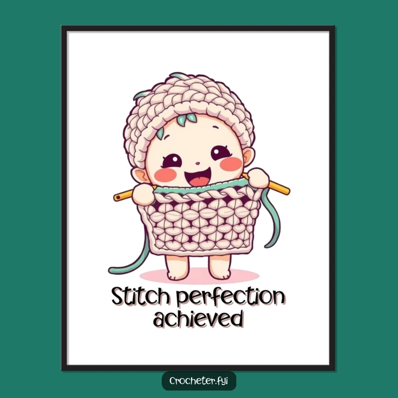 Funny Crochet Digital Art: Happy Character, Complex Stitch, Instant Craft Decor