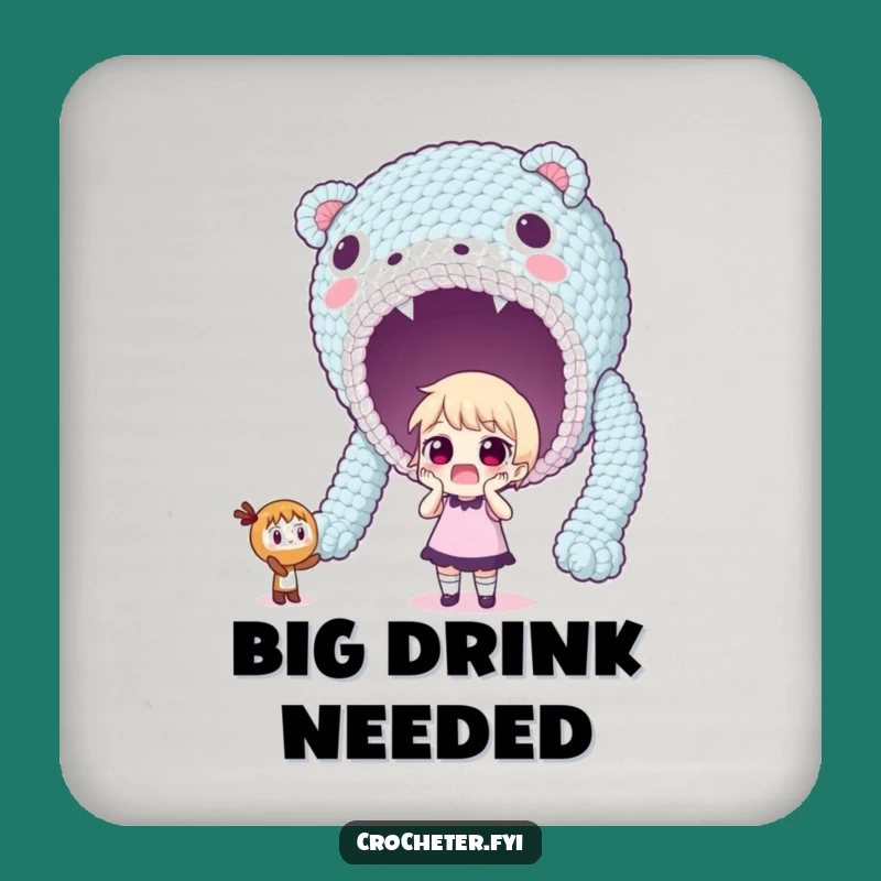 Funny Giant Crochet Coaster: Surprised Crafter's Big Project Decor