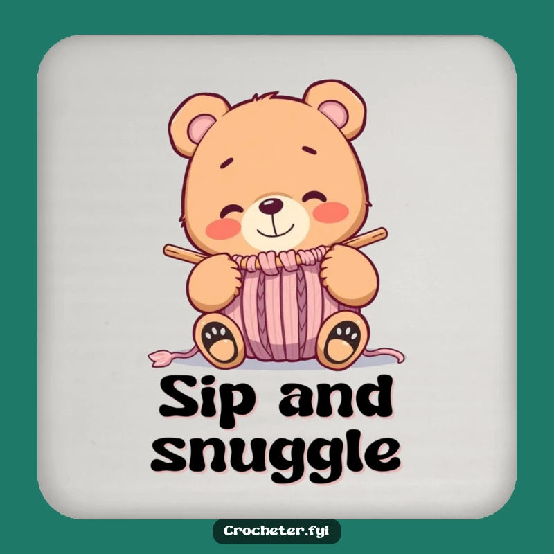 Funny Bear Knitting Coaster - Protect Surfaces with Charm