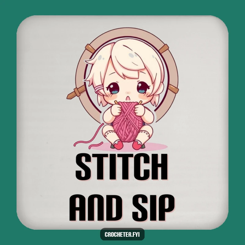 Funny Focused Knitter Coaster: Precise Protection, Lovely Funny Gift!