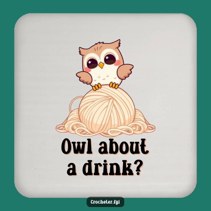 Funny Giggling Owl Coaster: Protect Surfaces with Yarn Dropping Owl Humor, Gift