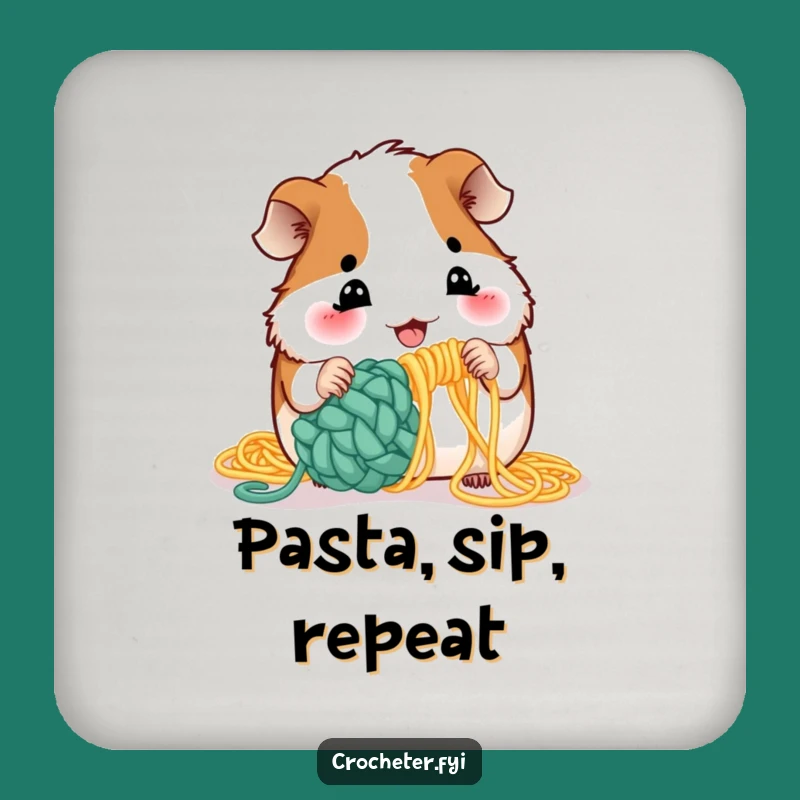 Funny Guinea Pig Crochet Coaster: Humorous Pet Decor for Your Table